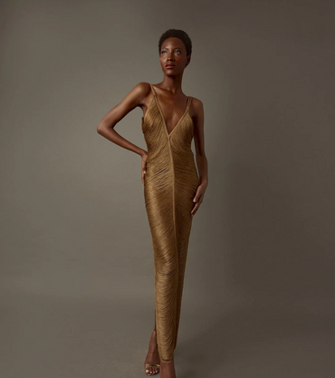 Sole Bronze Fringe Maxi Dress