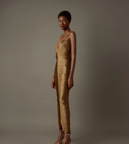 Sole Bronze Fringe Maxi Dress