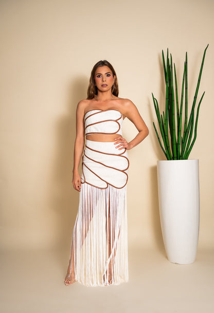Conjunto blanco flecos - vista frontal