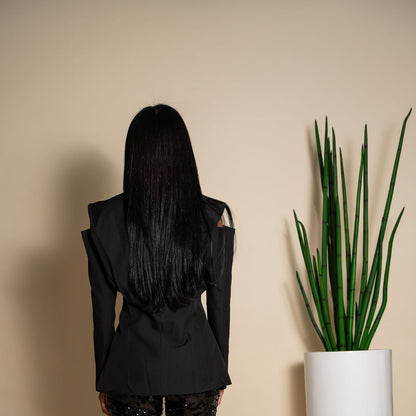 Black Cut-Out Shoulder Blazer