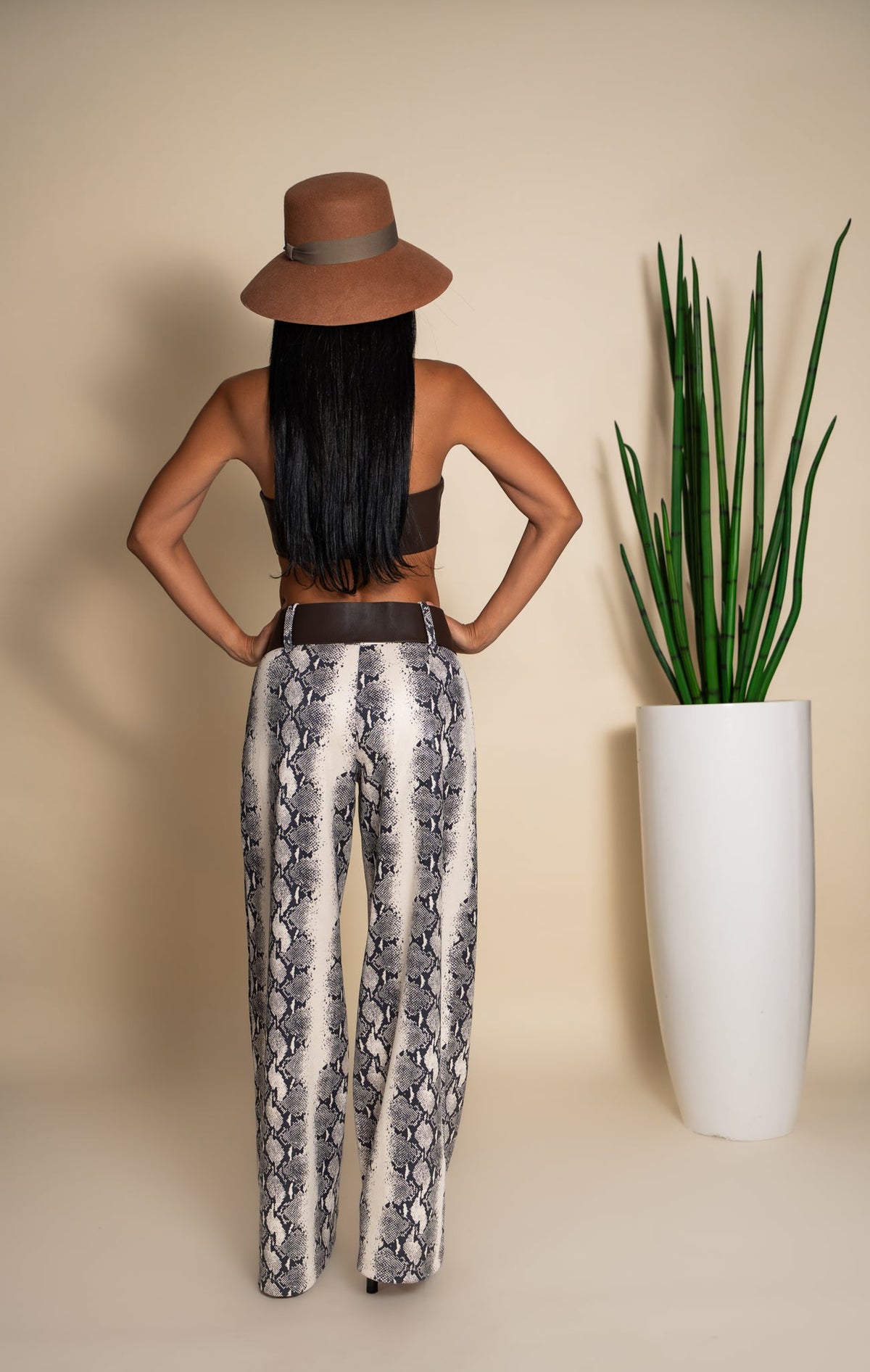 Snake Print Wide-Leg Pants B210970 - Back view