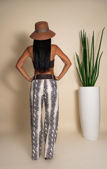 Snake Print Wide-Leg Pants B210970 - Back view