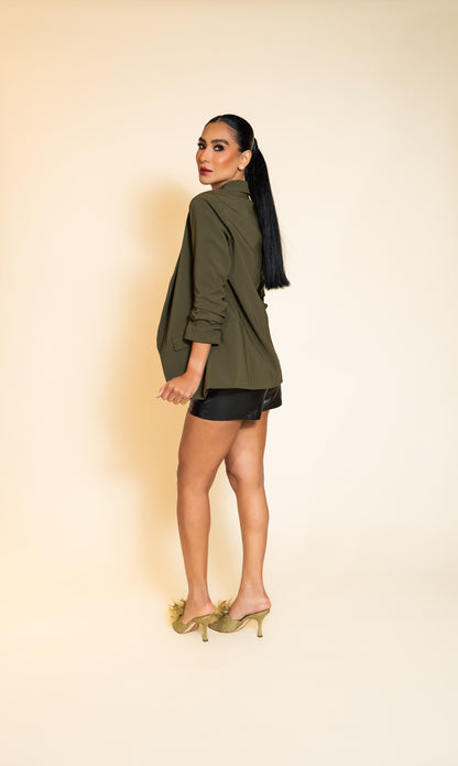 Olive Green Open-Front Blazer