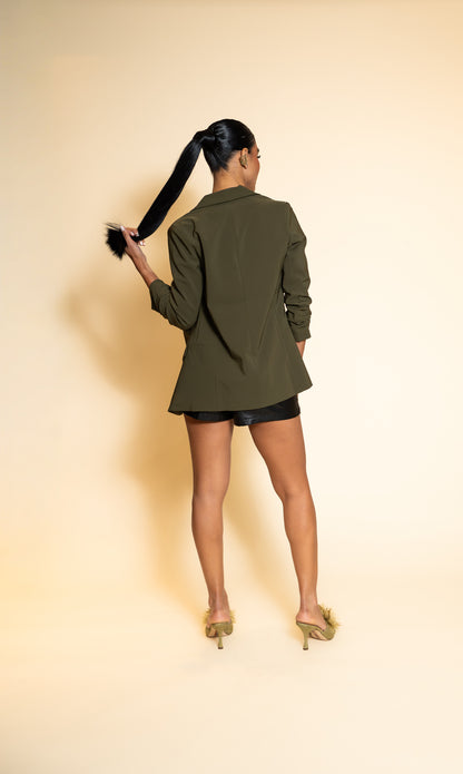 Olive Green Open-Front Blazer