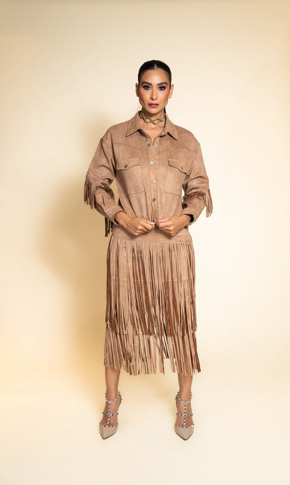 Fringe Suede Set - full front view