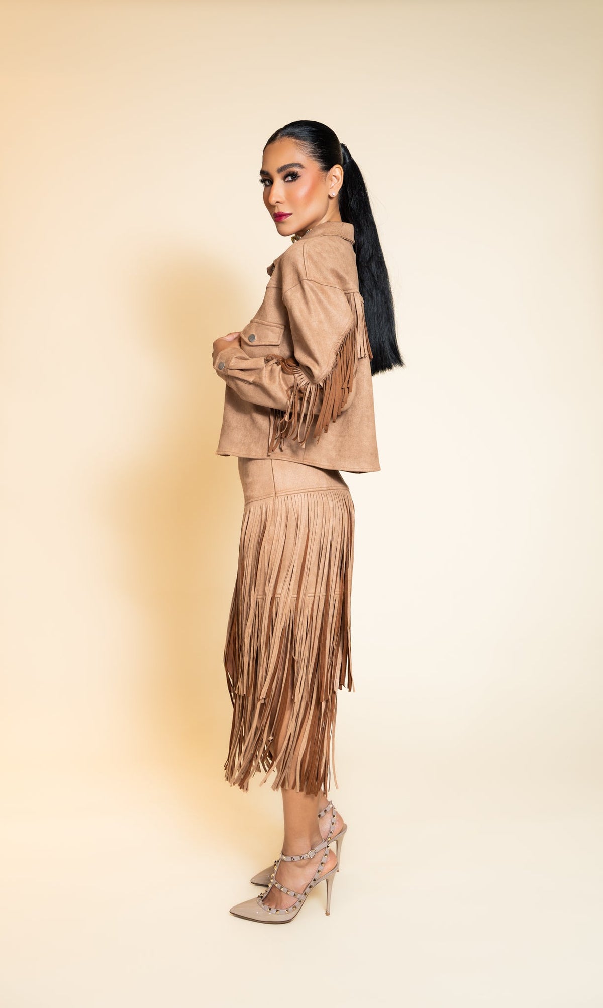 Fringe Suede Set - side view