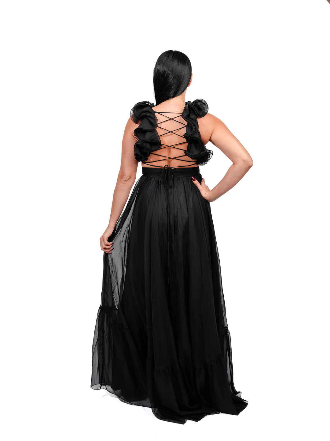 Black Open-Back Gown