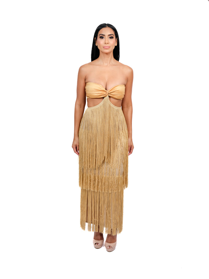 Bless Gold Thread Strapless Beach Set