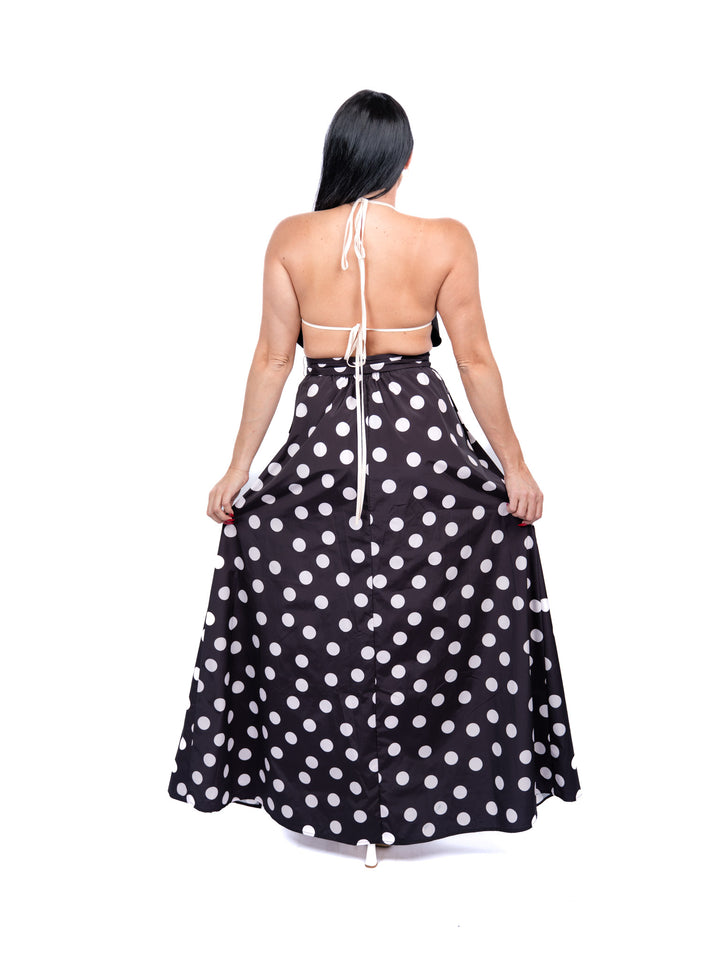 Black and Polka Dot Maxi Dress