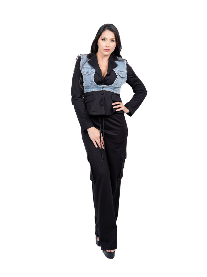 Set Sport Gris /negro Pantalon Y Chaqueta