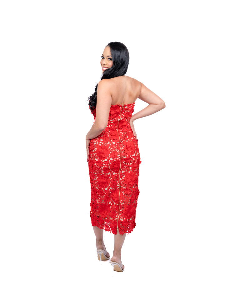 Red Lace Straple Dress